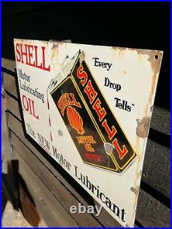 Shell Enamel Sign shell from pump or can sign motor oil petrol pump garage sign