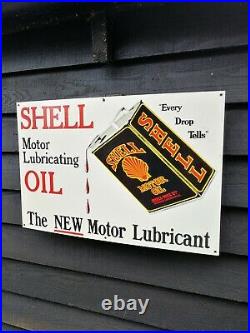 Shell Enamel Sign shell lubricating oil motor oil garage sign every drop tells
