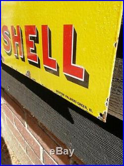 Shell Enamel Sign shell race car sign motor oil petrol shell service garage sign