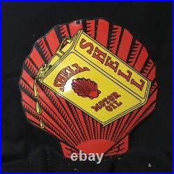 Shell Motor Oil Advertising Porcelain Enamel Sign 30 X 28 In Round Ss
