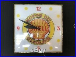 Shell Motor Oil Clock, Gas Station Lighted Pam Clock, Vintage Advertising Sign