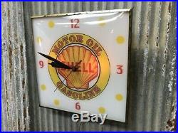 Shell Motor Oil Clock, Gas Station Lighted Pam Clock, Vintage Advertising Sign