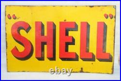 Shell Motor Oil Gas Station 1930's Original Old Rare Enamel Porcelain Sign Board