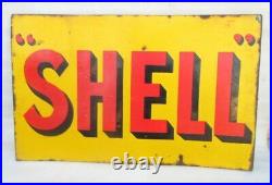 Shell Motor Oil Gas Station 1930's Original Old Rare Enamel Porcelain Sign Board