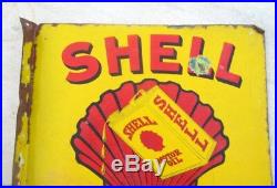 Shell Motor Oil Gas Station Enamel Porcelain Sign Board 1930's Original Old Rare