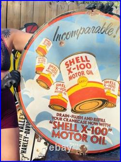 Shell Motor Oil Porcelain Advertising Sign 30 Inches