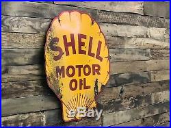 Shell Motor oil double sided porcelain Sign