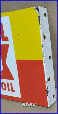 Shell X-100 Motor Oil Porcelain Enamel Sign 18 x 10 Inches 2 Sided