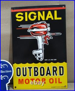Signal Outboard Motor Oil Porcelain Enamel Sign 18 x 12 Inches 1 Sided