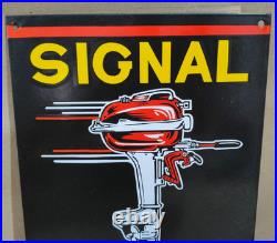 Signal Outboard Motor Oil Porcelain Enamel Sign 18 x 12 Inches 1 Sided