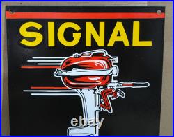Signal Outboard Motor Oil Porcelain Enamel Sign 18 x 12 Inches 1 Sided
