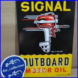 Signal Outboard Motor Oil Porcelain Enamel Sign 18 x 12 Inches 1 Sided