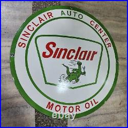 Sinclair Motor Oil Porcelain Enamel Sign 30 Inches Round