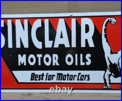Sinclair Motor Oils Porcelain Enamel Sign 24 X 10 Inches 1 sides Sinclair Motor Oils Porcelain Enamel Sign 24 X 10 Inches 1 sides