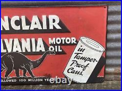 Sinclair Sign Metal Gas Sign Motor Oil Gas Oil Batteries Car Auto 11 1/2 X 24