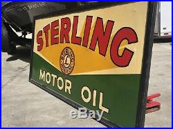 Single Sided Tin Sterling Motor Oil Gasoline Sign Non Porcelain Gas Station