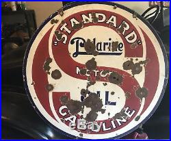 Standard Gasoline Motor Oil Porcelain Sign 30 Round -Original