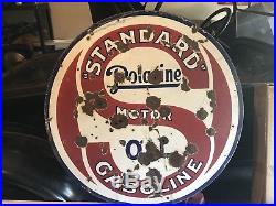 Standard Gasoline Motor Oil Porcelain Sign 30 Round -Original