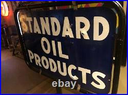 Standard Motor Oil Company Gas Station Curb Sign Double Sided Porcelain Antique