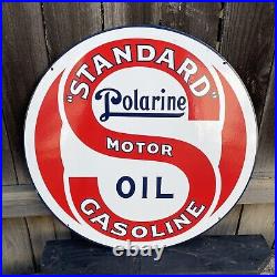 Standard Motor Oil Large & Heavy Double Sided Metal Porcelain Sign (24 Dia)