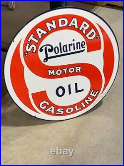 Standard Motor Oil Large Heavy Double Sided Porcelain Sign (24 Inch) Nice