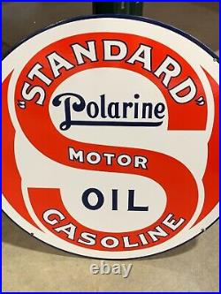 Standard Motor Oil Large Heavy Double Sided Porcelain Sign (24 Inch) Nice