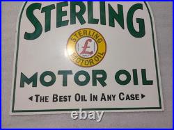 Sterling Motor Oil Porcelain Enamel Gas & Oil Sign 29x26 Dsp