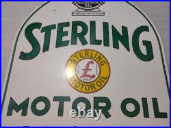 Sterling Motor Oil Porcelain Enamel Gas & Oil Sign 29x26 Dsp