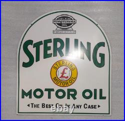 Sterling Motor Oil Porcelain Enamel Gas & Oil Sign 29x26 Dsp