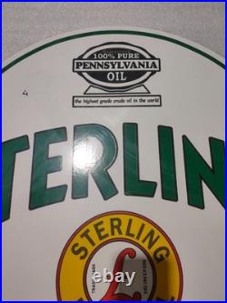 Sterling Motor Oil Porcelain Enamel Gas & Oil Sign 29x26 Dsp
