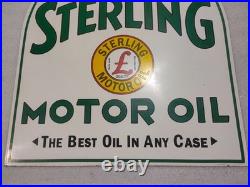 Sterling Motor Oil Porcelain Enamel Gas & Oil Sign 29x26 Dsp