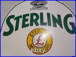 Sterling Motor Oil Porcelain Enamel Gas & Oil Sign 29x26 Dsp