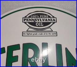 Sterling Motor Oil Porcelain Enamel Gas & Oil Sign 29x26 Dsp