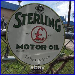 Sterling Motor Oil Porcelain Gas & Oil Station Garage Man Cave Sign