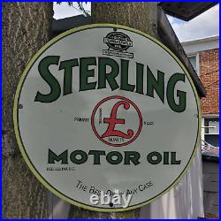 Sterling Motor Oil Porcelain Gas & Oil Station Garage Man Cave Sign