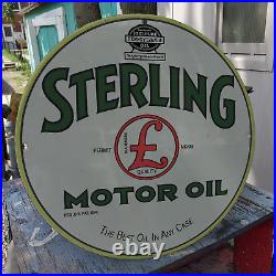 Sterling Motor Oil Porcelain Gas & Oil Station Garage Man Cave Sign