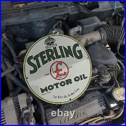 Sterling Motor Oil Porcelain Gas & Oil Station Garage Man Cave Sign