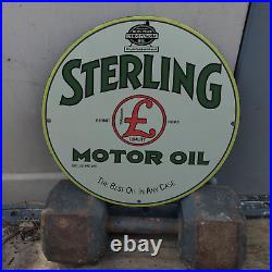 Sterling Motor Oil Porcelain Gas & Oil Station Garage Man Cave Sign