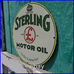 Sterling Motor Oil Porcelain Gas & Oil Station Garage Man Cave Sign