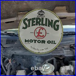 Sterling Motor Oil Porcelain Gas & Oil Station Garage Man Cave Sign