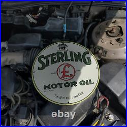 Sterling Motor Oil Porcelain Gas & Oil Station Garage Man Cave Sign