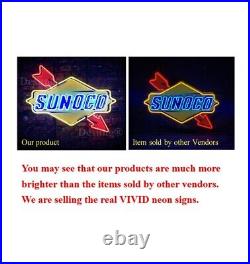 Sunoco Gas Oil Gasoline Motor Oil 24 Neon Sign Light Lamp HD Vivid Printing