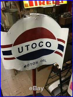 Super Rare! 1940s UTOCO Motor Oil Spinning Advertising Sign Servive Station
