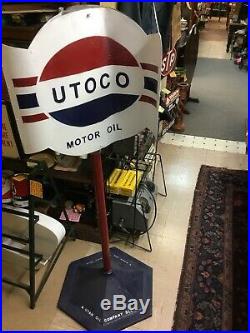 Super Rare! 1940s UTOCO Motor Oil Spinning Advertising Sign Servive Station