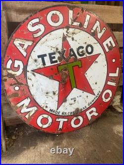 TEXACO Gasoline Motor Oil Porcelain Sign 42in Round Vintage 1931 Original