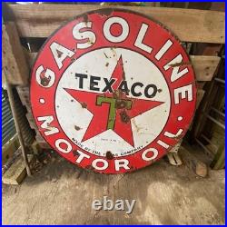TEXACO Gasoline Motor Oil Porcelain Sign 42in Round Vintage 1931 Original