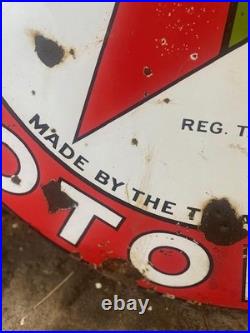 TEXACO Gasoline Motor Oil Porcelain Sign 42in Round Vintage 1931 Original