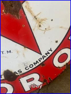 TEXACO Gasoline Motor Oil Porcelain Sign 42in Round Vintage 1931 Original