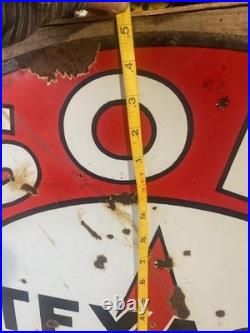TEXACO Gasoline Motor Oil Porcelain Sign 42in Round Vintage 1931 Original