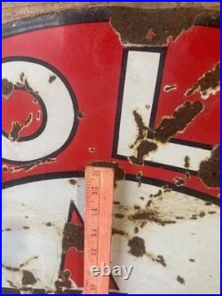 TEXACO Gasoline Motor Oil Porcelain Sign 42in Round Vintage 1931 Original
